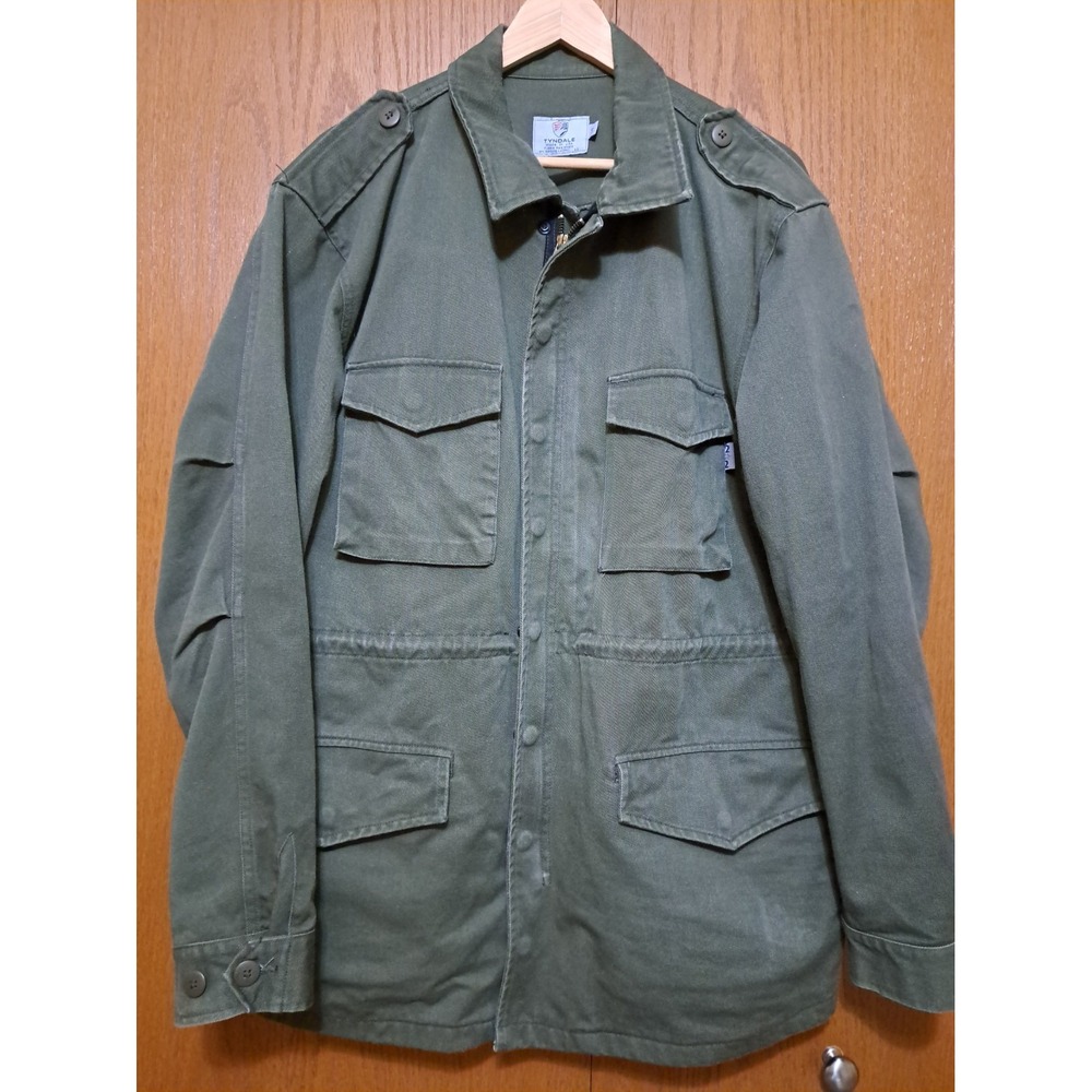 Tyndale Men's Green Military Style Field Jacket Flame Arc Resistant Zip Snaps L